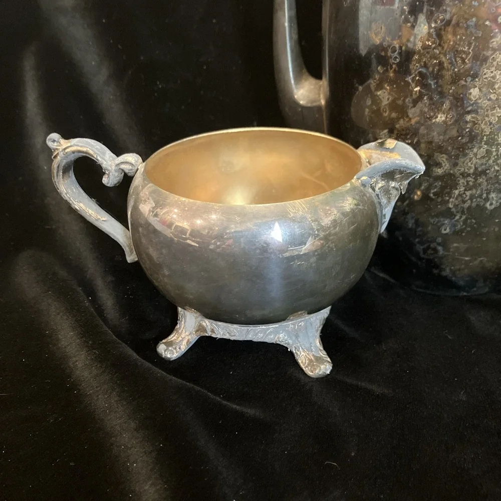 Set of 2 FB Rogers Co 1883 Silver-plate Tea /Coffee Pot (w/lid) Creamer (no lid)